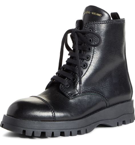 lace-up prada boots|Prada black chunky combat boots.